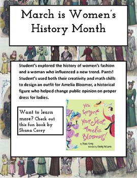Preview of Women's History Month Math Activity: Amelia Bloomer