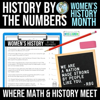 Preview of Women's History Month Math Activity History By The Numbers