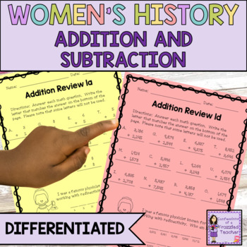 Preview of Women's History Month Math Addition and Subtraction Worksheets