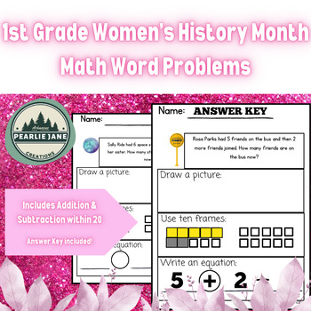 Preview of Women's History Month Math Word Problems for 1st Grade Addition and Subtraction
