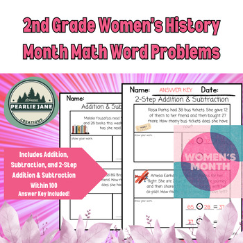 Preview of Women's History Month Math Word Problems for 2nd Graders
