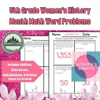 Preview of Women's History Month Math Word Problems for 5th Graders
