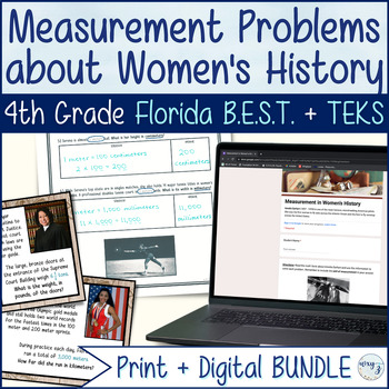 Preview of Women's History Month Measurement Conversions BUNDLE - TEKS 4.8B & Florida BEST