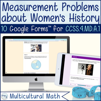 Preview of Women's History Month Measurement Conversions - 4.MD.A.1 Digital Math Activity