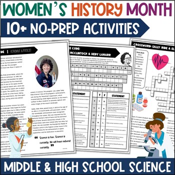 Preview of Women's History Month Middle High School Science Sub Plan Lesson 6th 7th 8th 9th