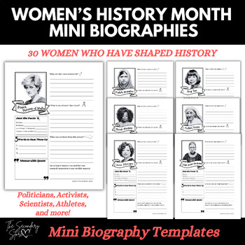 Preview of Women's History Month Mini Biography Templates