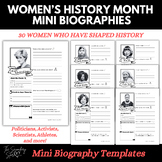 Women's History Month Mini Biography Templates