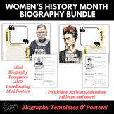 Women's History Month Mini Bios and Posters Set - 30 Women