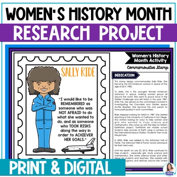 Preview of Women's History Month Project -  Commemorative Stamp & Bio Research Project