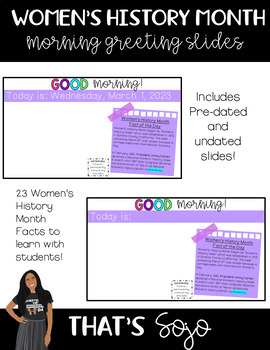 Preview of Women's History Month Morning Greeting Slides | WITH FACTS & DIGITAL