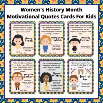 Preview of Women's History Month Motivational Quote Cards For Kids