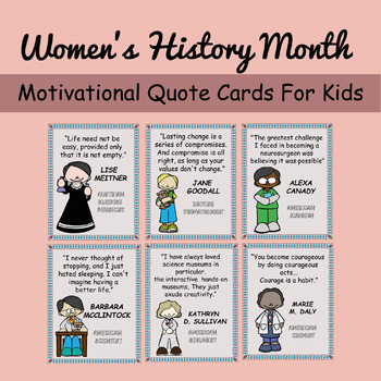 Preview of Women's History Month: Motivational Quote Cards For Kids
