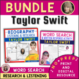 TAYLOR SWIFT Music Listening Worksheets and Biography Rese