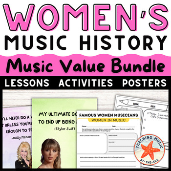 Preview of Women's History Month Music Value Bundle | Music Lessons Activities Posters