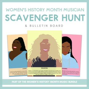 Preview of Women's History Month Musician Scavenger Hunt | Bulletin Board •  Printables