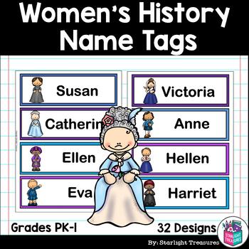 Preview of Women's History Month Desk Name Tags - Editable