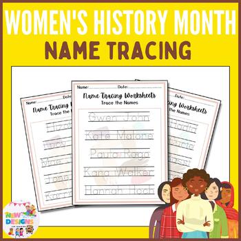 Preview of Women’s History Month Name Tracing / Activity /Famous Faces/ Printable Worksheet