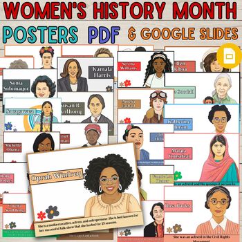 Preview of Women's History Month Notable Women Posters & Google Slides