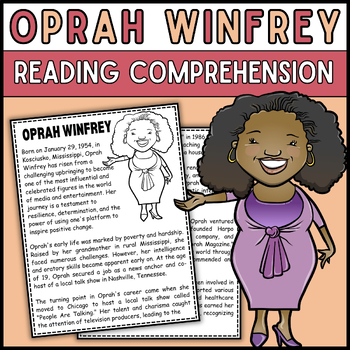 Preview of Women's History Month Oprah Winfrey Reading Comprehension Passage & Questions