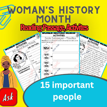 Preview of Women’s History Month Passages, Biography, Activities for women’s history month