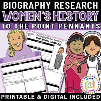 Preview of Women's History Month Pennant Research Project | DIGITAL and PRINTABLE