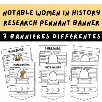 Preview of Women's History Month Pennants In French - Biography Banners Project