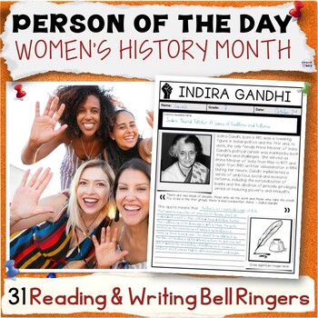 Preview of Woman of the Day, Women's History Month Writing Bell Ringers ELA Activity Packet