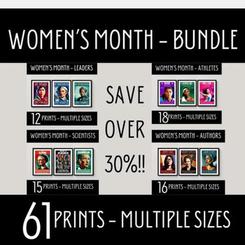 Preview of Women's History Month Poster Bundle, Inspring Female Leaders, Authors, Athletes