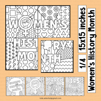 Preview of Women's History Month Poster Coloring Pages Activities Bulletin Project Art