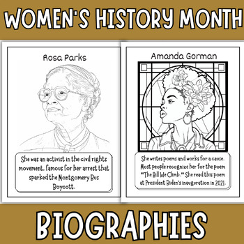 Preview of Women's History Month Posters and Biography for a Bulletin Board