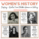 Preview of Women's History Month Posters Bulletin Board Display Motivational Quote