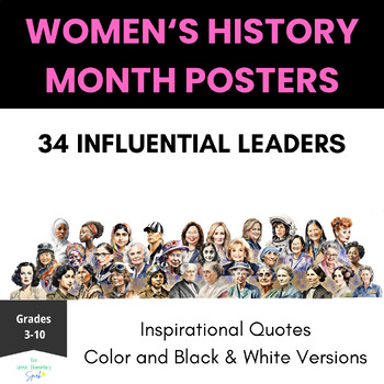 Preview of Women's History Month Posters or Bulletin Board | Female Leaders and Quotes