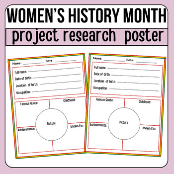 Preview of Women's History Month Project Research poster, writing prompt,paper, Activities