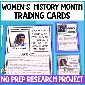 Preview of Women's History Month Project - Trading Cards -Biography Research Project