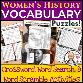 Preview of Women's History Month Puzzles: Crossword, Word Search Word Scramble Activities