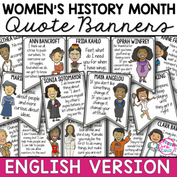 Preview of Women's History Month Quotes Posters Bulletin Board ENGLISH VERSION Color + BW