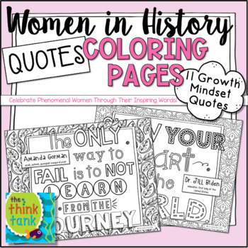 Preview of Women's History Month Coloring Pages Quotes | Growth Mindset Quotes
