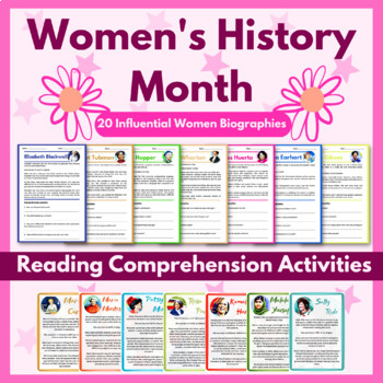 Preview of Women's History Month Reading Comprehension Activities - 20 Influential Women