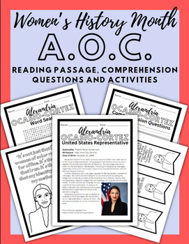 Preview of Women's History Month Reading Comprehension:  Alexandria Ocasio Cortez AOC