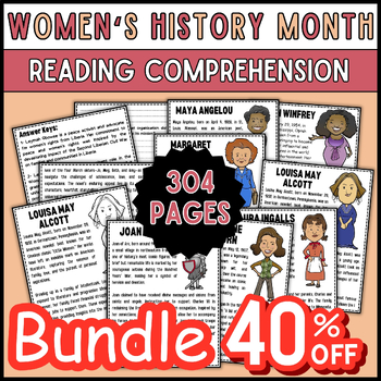 Preview of Women's History Month Reading Comprehension Bundle 40% OFF