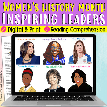 Preview of Women's History Month Reading Comprehension: Contemporary Leaders
