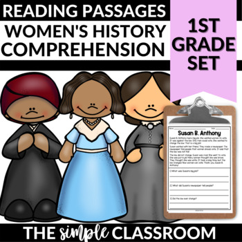 Preview of Women's History Month Reading Comprehension Passages | 1st Grade