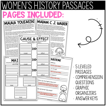 womens history month reading comprehension passages tpt
