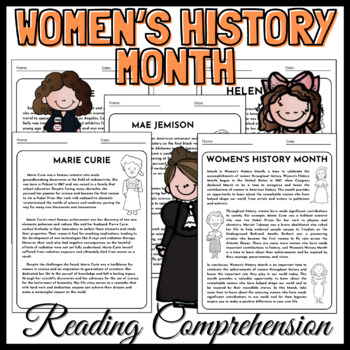 Preview of Women's History Month Reading Comprehension Passages BUNDLE.