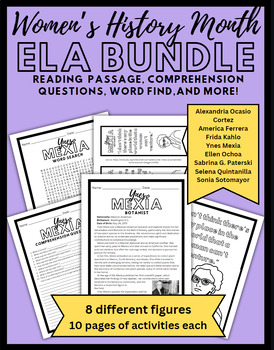 Preview of Women's History Month Reading Comprehension Passages BUNDLE| Hispanic and Latina