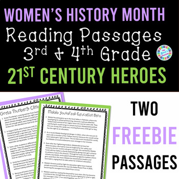 Preview of Women's History Month Reading Comprehension Passages FREEBIE 3rd Grade 4th Grade