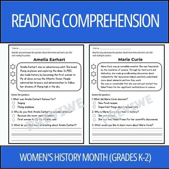 Preview of Women's History Month - Reading Comprehension Activity (Grades K-2)
