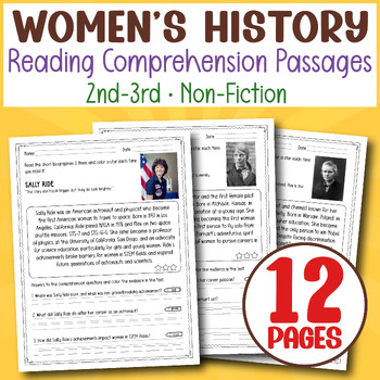 Preview of Women's History Month Reading Comprehension Passages and Questions Nonfiction