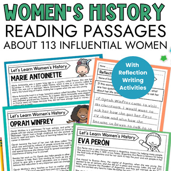 Preview of Women's History Month Reading Comprehension Passages for Strong Women in History