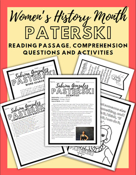Preview of Women's History Month Reading Comprehension: Sabrina Gonzales Paterski